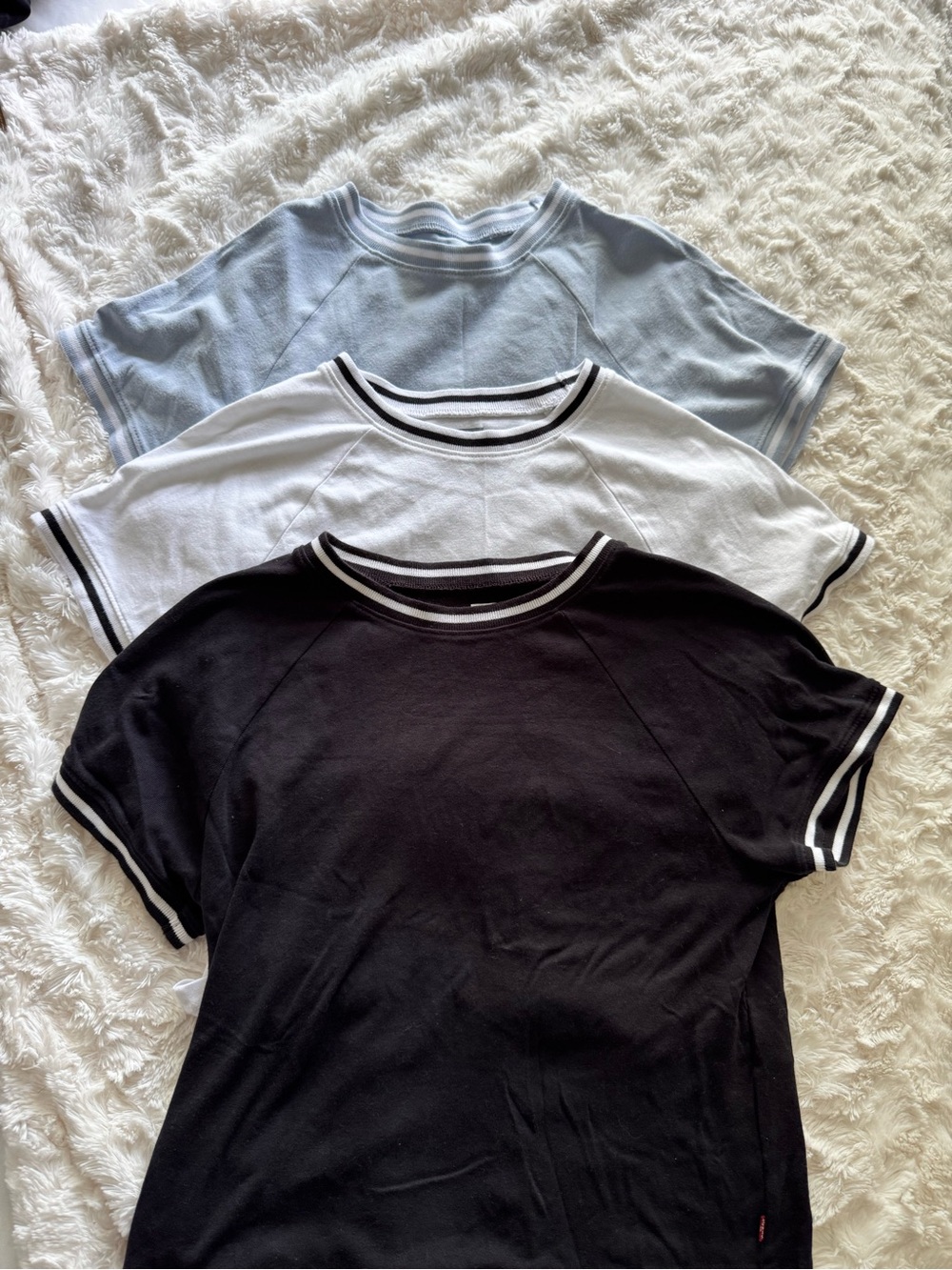 Levi’s Women’s XL Ringer T-Shirt Bundle 3 Pack Black White Blue